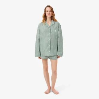 Oversized stripete pyjamasett i poplin