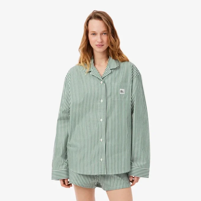 Oversized stripete pyjamasett i poplin