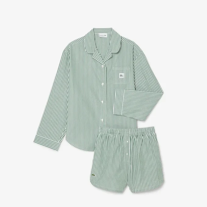 Oversized stripete pyjamasett i poplin