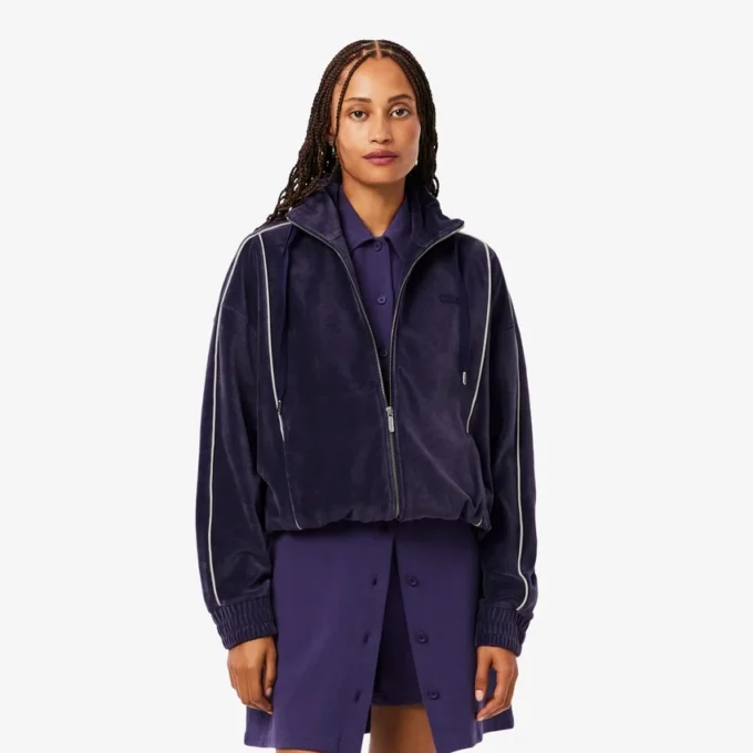 Oversized velour-Sweatshirt for kvinner med glidelås