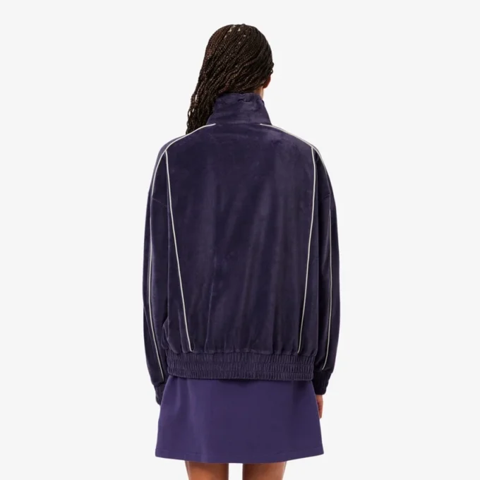 Oversized velour-Sweatshirt for kvinner med glidelås
