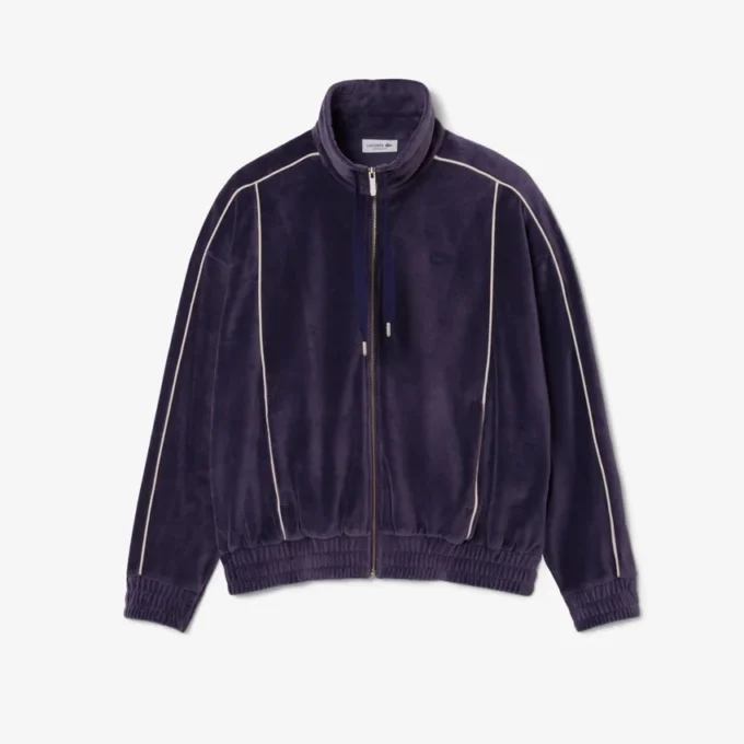 Oversized velour-Sweatshirt for kvinner med glidelås