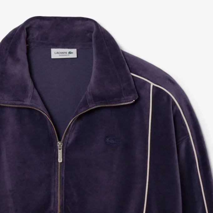 Oversized velour-Sweatshirt for kvinner med glidelås