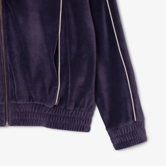 Oversized velour-Sweatshirt for kvinner med glidelås