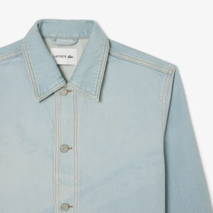 Overskjorte i denim med landskapsmotiv for menn