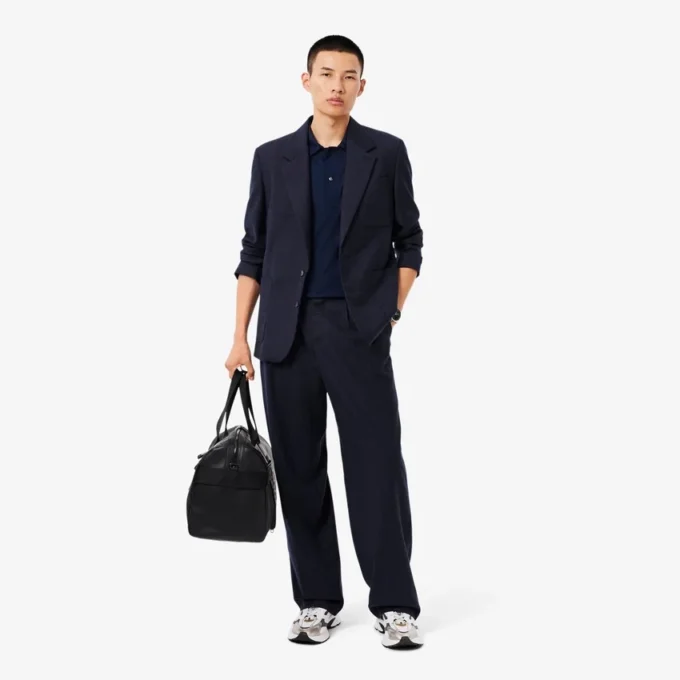Paris Classic Fit-pologensere med åpen hals og broderi for menn