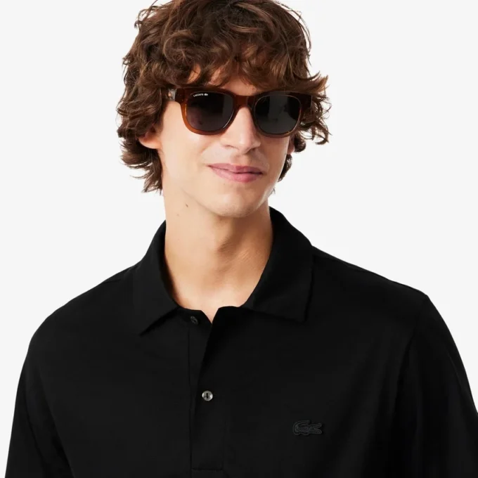 Paris Classic Fit-pologensere med åpen hals og broderi for menn
