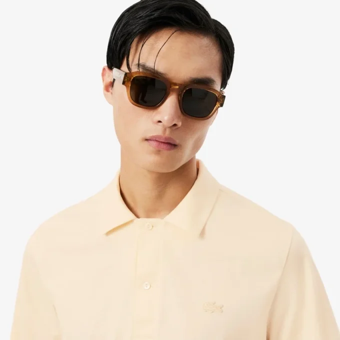 Paris Classic Fit-pologensere med åpen hals og broderi for menn