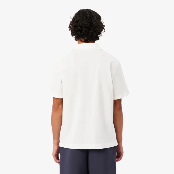 Paris Classic Fit-pologensere med åpen hals og broderi for menn