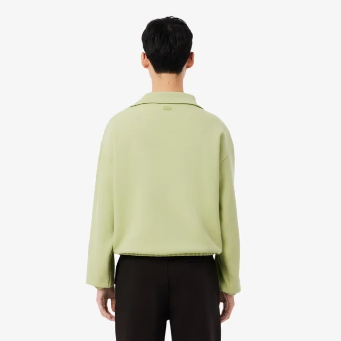 Piqué-Sweatshirt med glidelås i halsen og løs passform