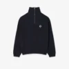 Piqué-Sweatshirt med glidelås i halsen og løs passform