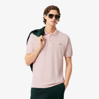 Polo i piqué med broderi og klassisk passform for menn