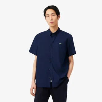 Poplin-skjorte med kort erme og normal passform