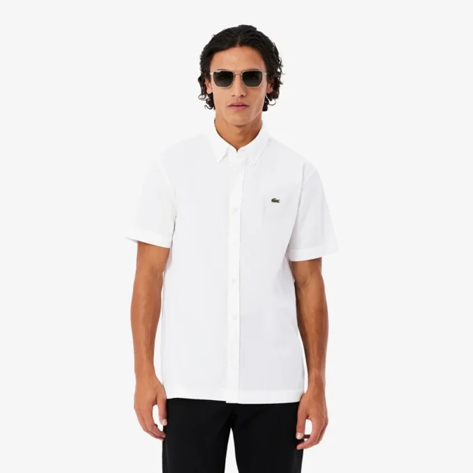 Poplin-skjorte med kort erme og normal passform