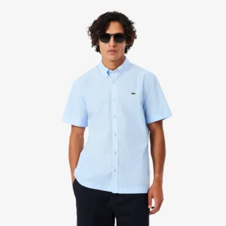 Poplin-skjorte med kort erme og normal passform
