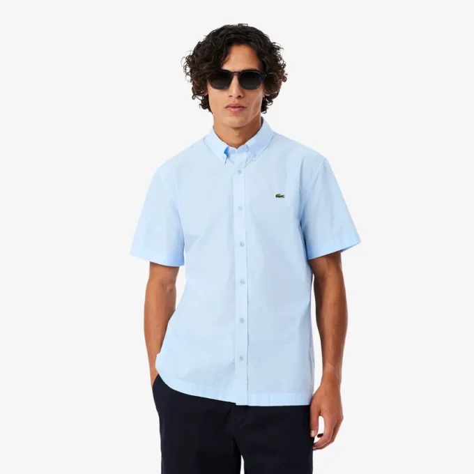 Poplin-skjorte med kort erme og normal passform