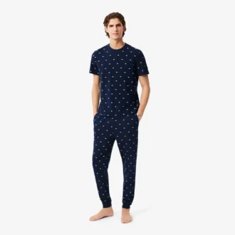 Pyjamasbukse i bomull med trykk for menn