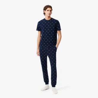 Pyjamasbukse i bomull med trykk for menn