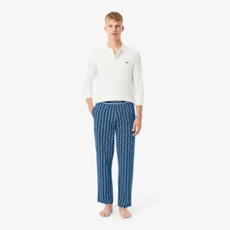Pyjamasbukser i poplin med monogram for menn