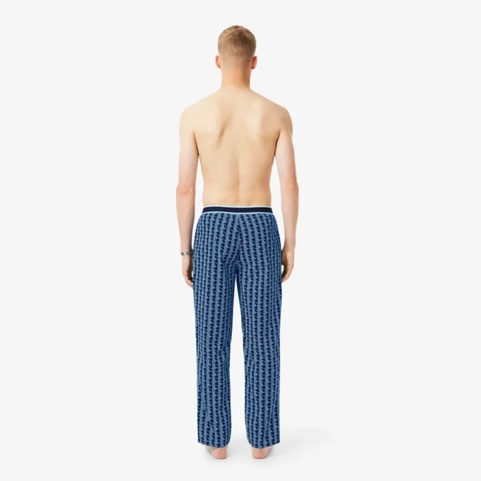 Pyjamasbukser i poplin med monogram for menn