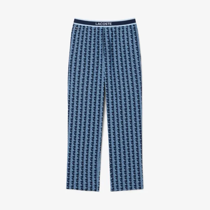 Pyjamasbukser i poplin med monogram for menn