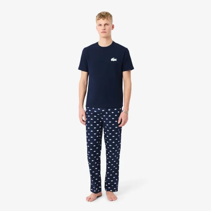 Pyjamasett i bomull med krokodilletrykk