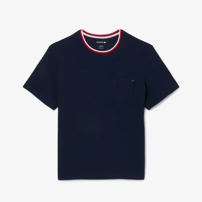 Pyjamasoverdel for menn med kontrastfarget hals