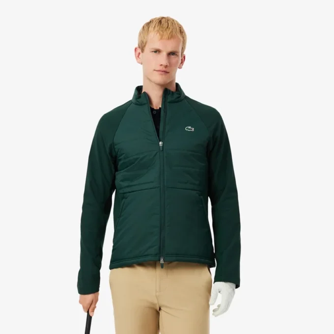 Quiltet golfjakke med høy hals for menn