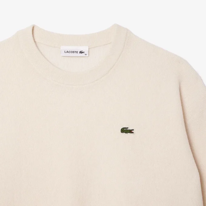 Relaxed Fit-genser i ull med mossestrikk for damer