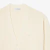 Ribbestrikket cardigan i bomullsblanding