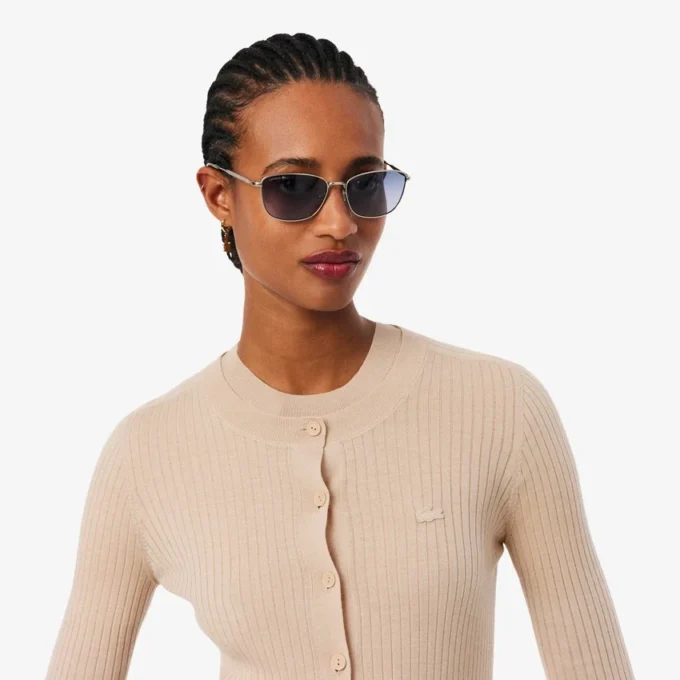 Ribbestrikket cardigan i merinoull for kvinner