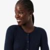 Ribbestrikket cardigan i merinoull for kvinner