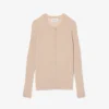 Ribbestrikket cardigan i merinoull for kvinner