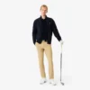 Ribbestrikket golfgenser med glidelås for menn