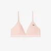 Ribbet triangel-bralette i bomull