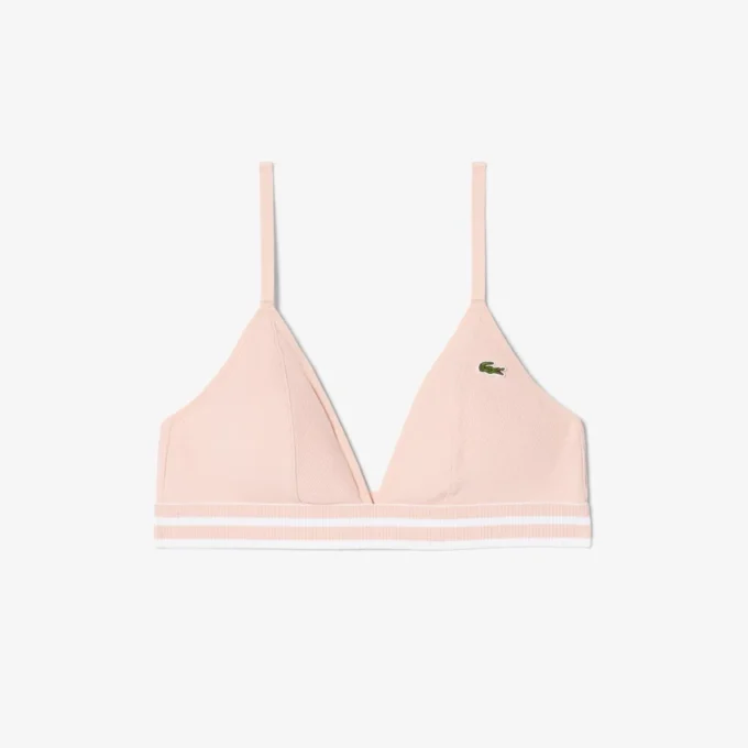 Ribbet triangel-bralette i bomull