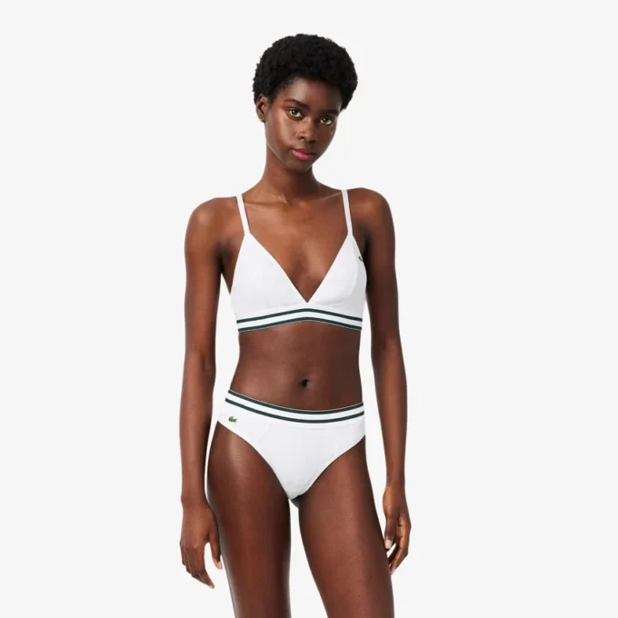 Ribbet triangel-bralette i bomull
