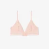 Ribbet triangel-bralette i bomull
