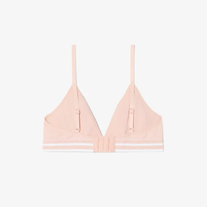 Ribbet triangel-bralette i bomull