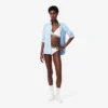 Ribbet triangel-bralette i bomull