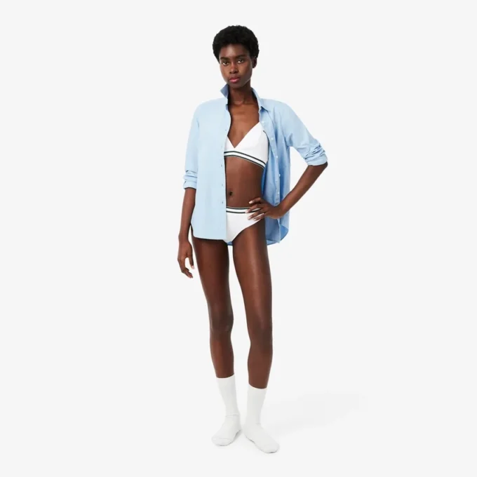 Ribbet triangel-bralette i bomull