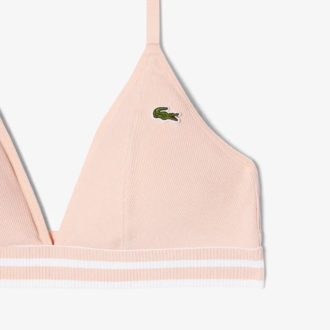 Ribbet triangel-bralette i bomull