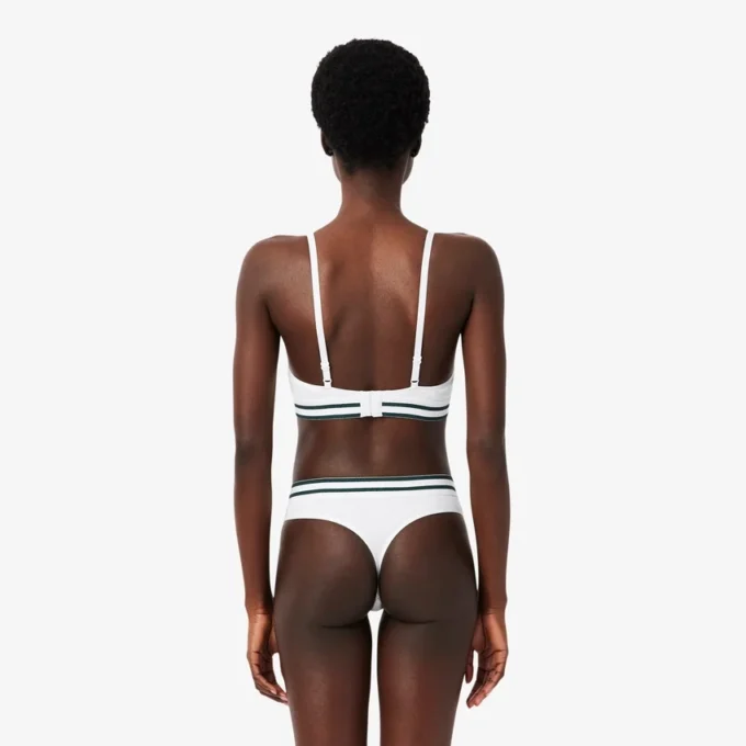 Ribbet triangel-bralette i bomull