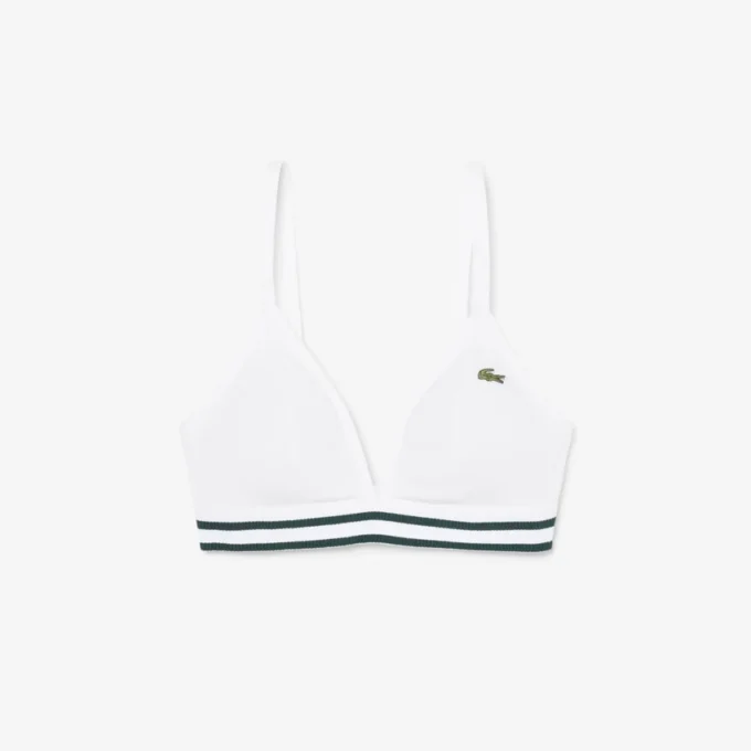 Ribbet triangel-bralette i bomull