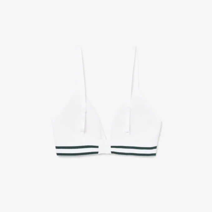 Ribbet triangel-bralette i bomull