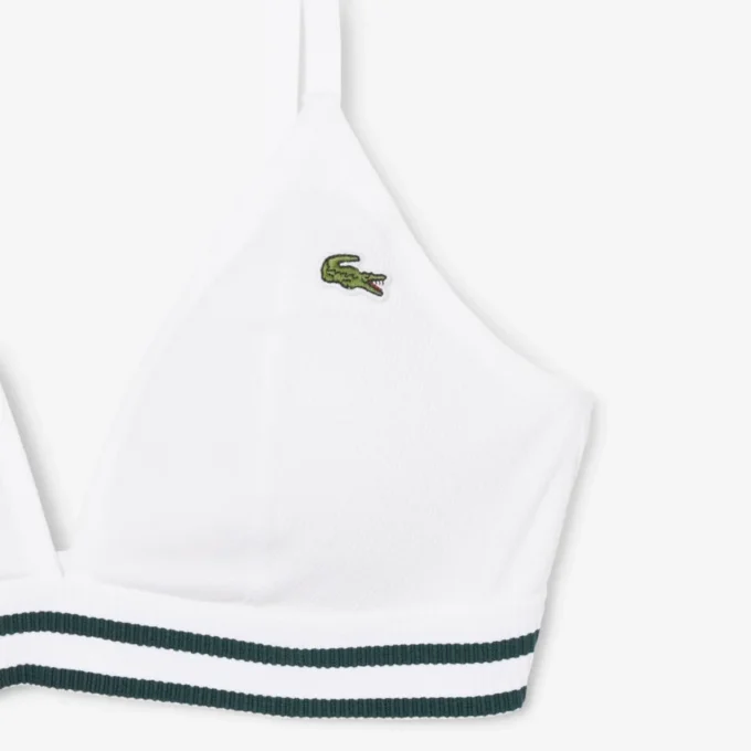 Ribbet triangel-bralette i bomull