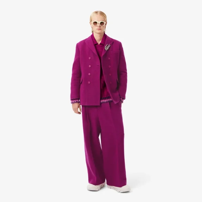 Runway-blazer i marmorert ull med dobbel knappestolpe