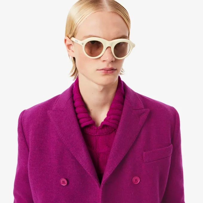 Runway-blazer i marmorert ull med dobbel knappestolpe