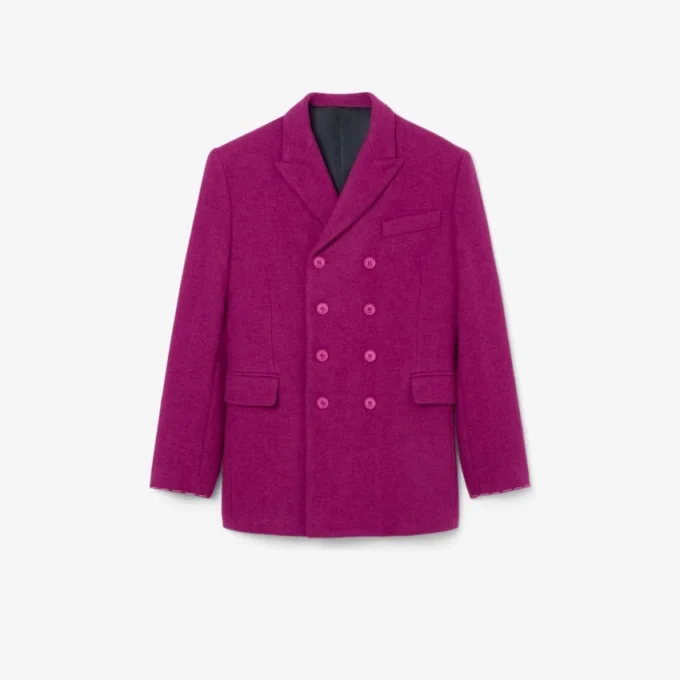 Runway-blazer i marmorert ull med dobbel knappestolpe