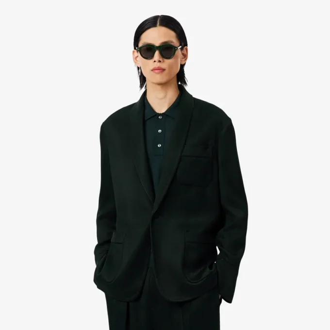 Runway-blazer i sateng med sjalskrage